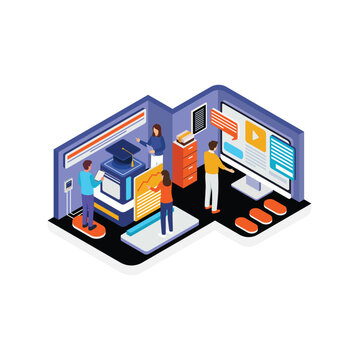 Isometric Modern Online Learning Environment with Creative Idea Symbol and Learners