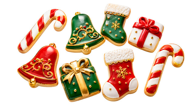 Christmas Cookies and Gingerbread Holiday Sweets Set Isolated on White Background