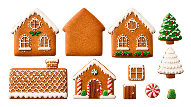 Christmas Cookies and Gingerbread Holiday Sweets Set Isolated on White Background