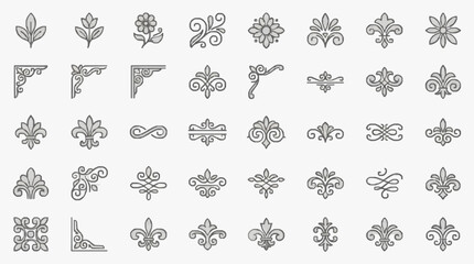 Elegant Ornamental Floral and Fleur de lis Designs for Artistic Projects © Dina