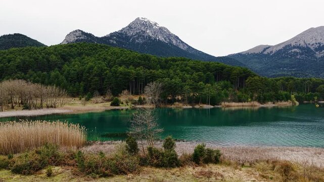 Panoramic View over Doxa Lake, Feneos, Corinthia, Greece