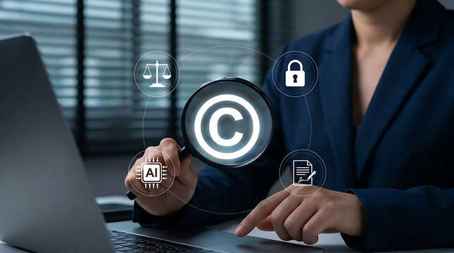Professional examining copyright law and intellectual property using technology