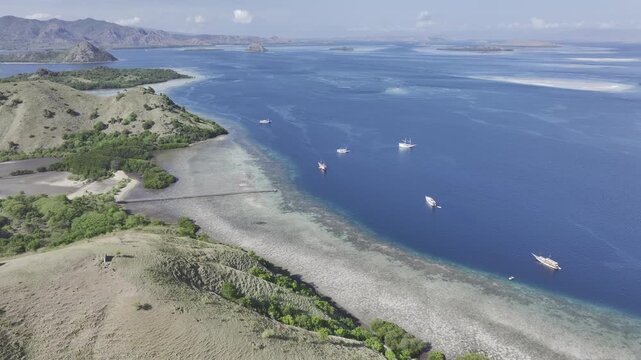 Aerial view of Coastal scenery of East Nusa Tenggara Islands, Komodo, Indonesia