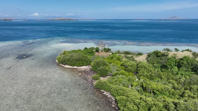 Aerial view of Coastal scenery of East Nusa Tenggara Islands, Komodo, Indonesia