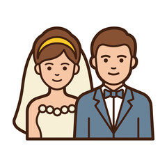 Fototapeta premium Wedding couple in formal attire smiling together happily on their special day