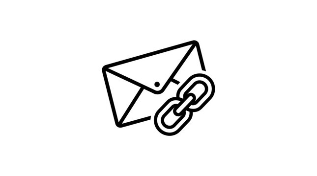 Email Link Icon: Envelope with Chain Link Symbol, Digital Communication Concept