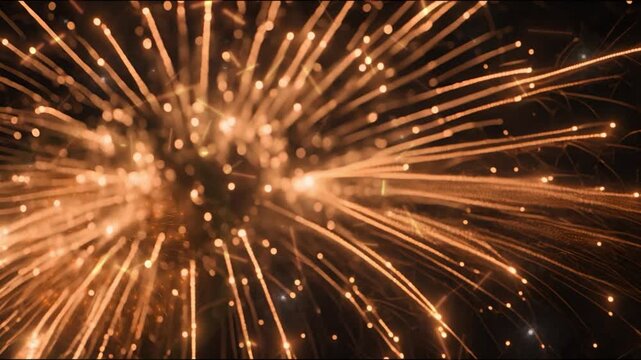 Colorful fireworks exploding in the dark night sky