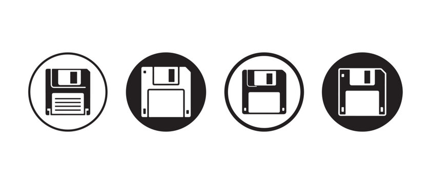 Floppy Disk Data Storage Technology Outline Icon Collection.
