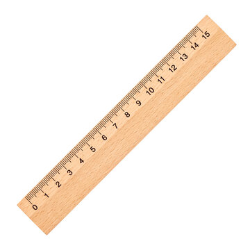 A classic wooden ruler, precisely marked with centimeters and inches.