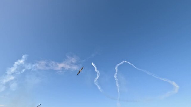 Aerobatic Jet Smoke Trails in Blue Sky at Gold Coast Pacific Airshow