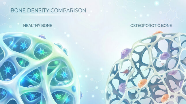 Bone density comparison healthy bone osteoporosis