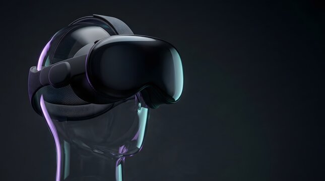 Futuristic Virtual Reality Headset on Glass Head