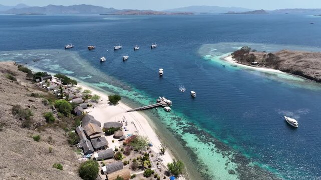 Aerial view of the natural scenery of the coastline of Sebayur Island, East Nusa Tenggara Province, Indonesia