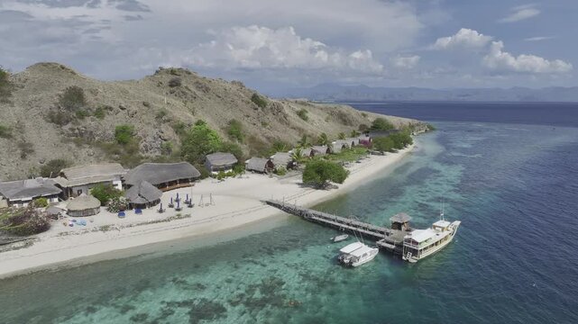 Aerial view of the natural scenery of the coastline of Sebayur Island, East Nusa Tenggara Province, Indonesia