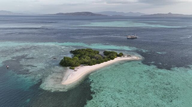 Aerial view of seascape of islands in Komodo national park , Indonesia