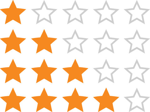 Five Star Rating Icon Set Vector - Customer Review and Feedback Concept