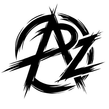 Black brush paint monogram letter AZ emblem logo for grunge street clothing brand
