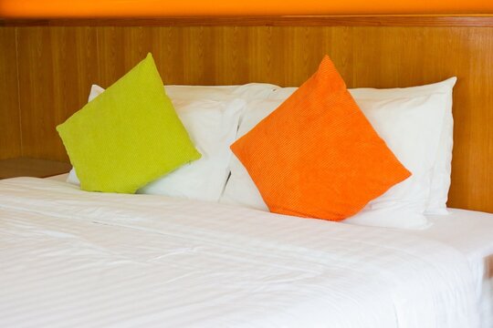 bed with pillows