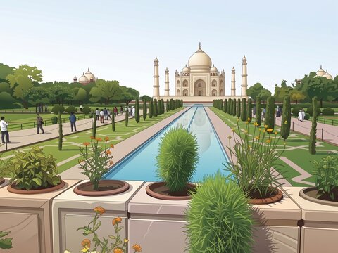 Ilustraci&oacute;n del Taj Mahal, famoso monumento hist&oacute;rico de Agra, India.