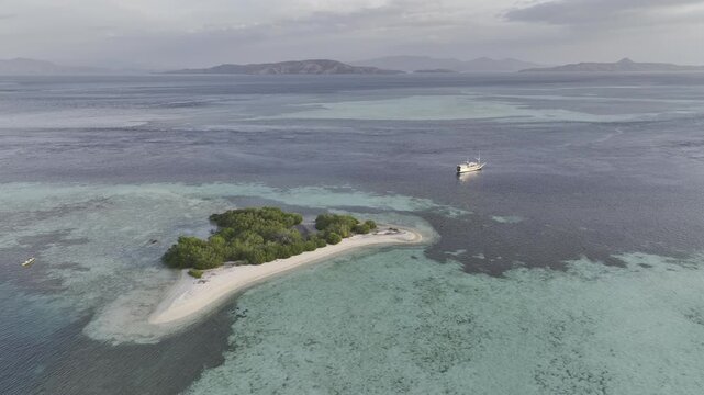 Aerial view of seascape of islands in Komodo national park , Indonesia