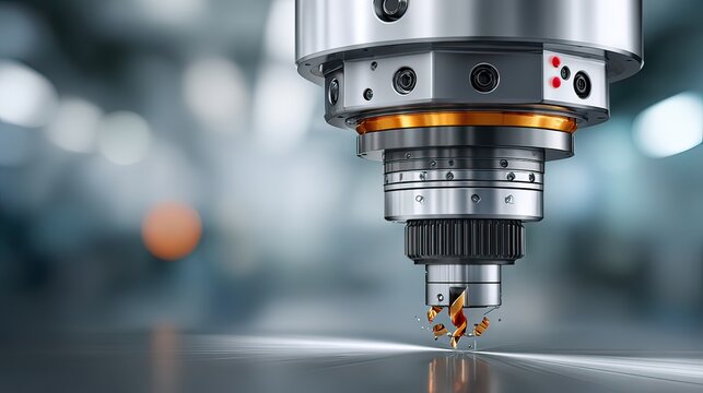 Precision CNC Machine Tool Cutting Metal with Liquid Coolant in Modern Manufacturing Workshop Environment
