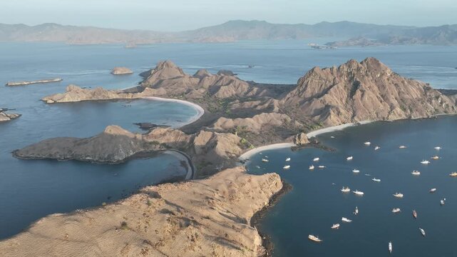 Aerial view of Padar island in Komodo national park in East Nusa Tenggara, Indonesia