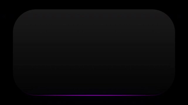 Looping animation of modern round edge black gradient frame with purple glowing and moving rim light on edge