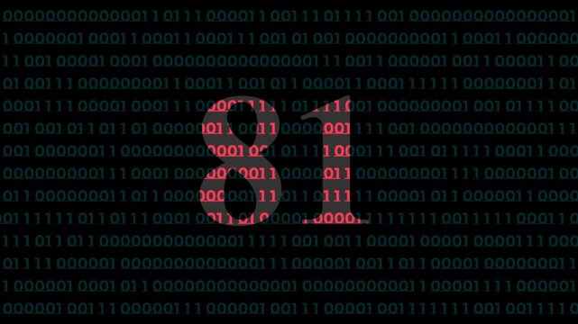 Digital countdown timer number 81 with red glowing binary code matrix background, for technology projects