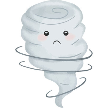 Tornado Cloud Cute Watercolor Illustration
