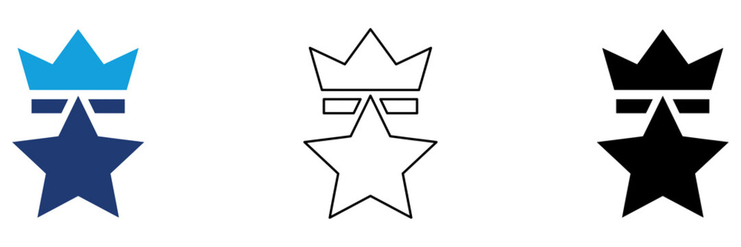Multicolor Star Rating Icon Set with Filled and Outline Styles for Reviews Rankings Customer Feedback Quality Assessment and Performance Evaluation Isolated on Transparent Background