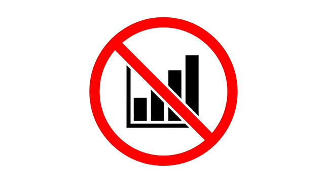 Prohibited bar chart icon with red circle