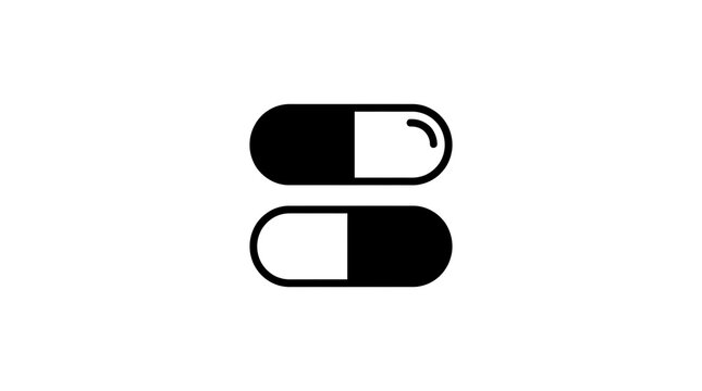 Black capsule pills icon design