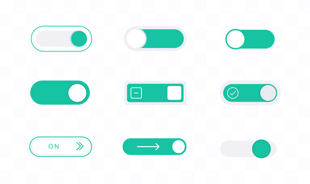 Modern Toggle Switch Buttons and On Off Controls. Minimal User Interface Elements for Web and Mobile Apps.