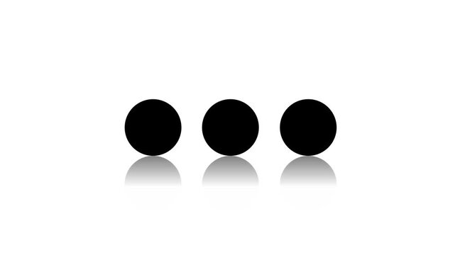 Three Black Dots Loading Animation Loop with Reflection for UI UX Concept