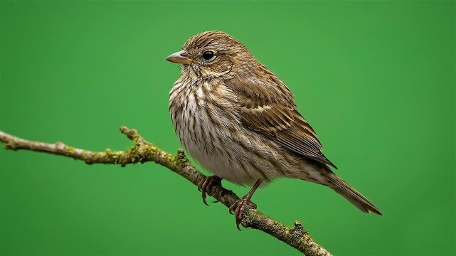 A small brown bird with speckled feathers perches gracefully upon a wooden tree branch, displaying a charming pose amidst vibrant green foliage while observing the surrounding forest canopy