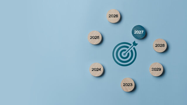 Happy new year 2027. Business strategy goals concept. Marketing, goals, success and sustainable business development. future business goals.
