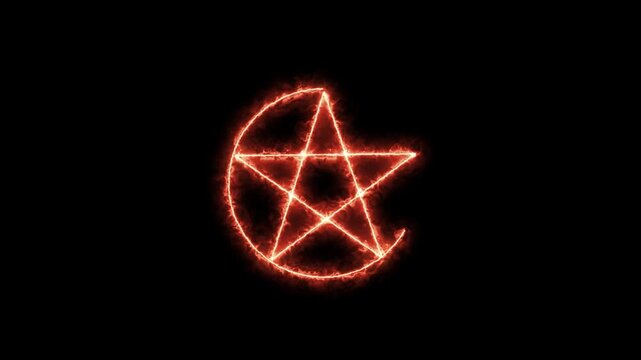 Pentacle Icon Burning Animation of a pentagram icon burning with hell flames and heat distortion 4k animation video.