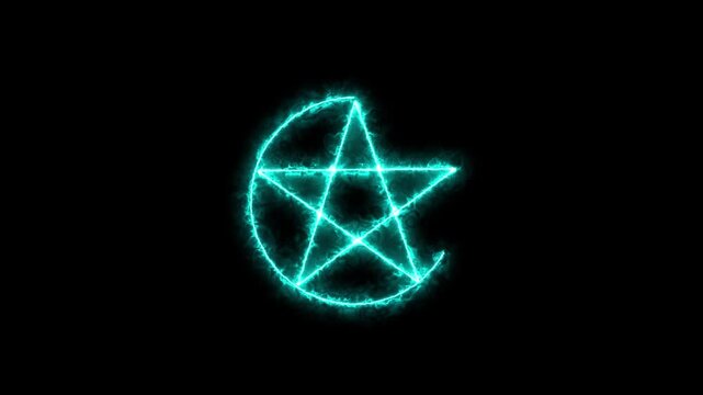 Pentacle Icon Burning Animation of a pentagram icon burning with hell flames and heat distortion 4k animation video.