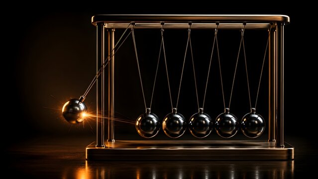 Newton Cradle Physics Metal Spheres Demonstrating Action Reaction And Momentum