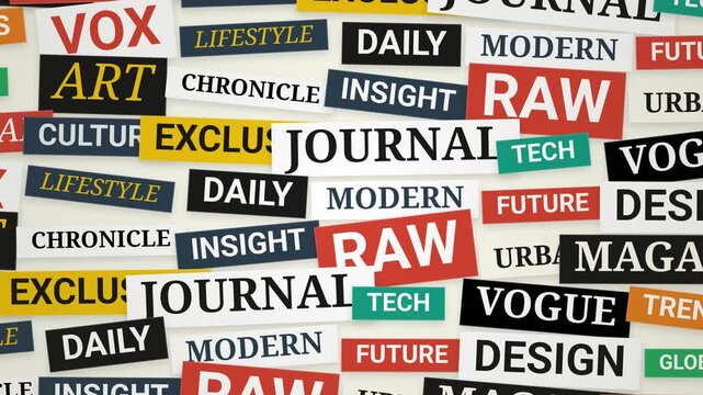 Abstract Newspaper Headlines Collage Animation Featuring Various Typography And Magazine Concepts For Editorial Content And Modern Media Branding