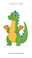 Obraz premium Cartoon Komodo Dragon Illustration Vector.