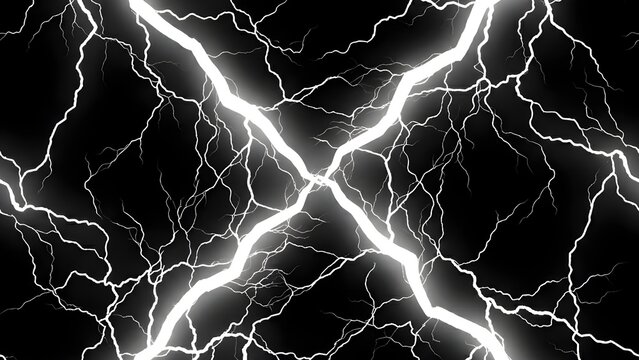 어두운 밤하늘을 가르며 강하게 내리치는 짜릿하고 역동적인 하얀색 번개 플래시
Thrilling and dynamic white lightning flash striking across the dark night sky