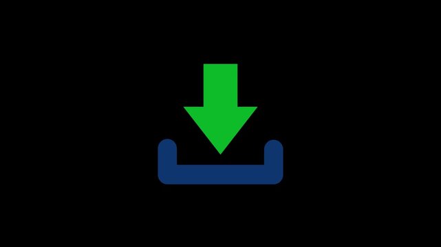 Download File Arrow and Save Data Animation Alpha Transparent Background. 4K Resolution