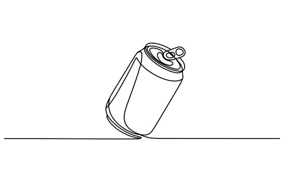 Single continuous line drawing of an aluminum soda can beverage container Vector, illustration