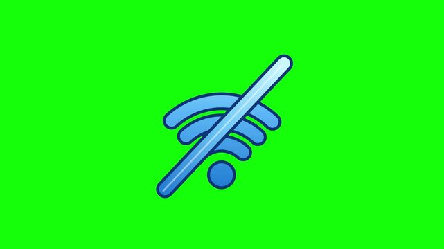 Wireless Network Signal Connection and Disconnection Animation on Green Screen