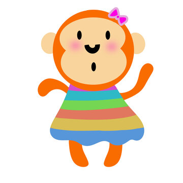 Cute Monkey Character Vector Illustration for Kids Mascot and Animal Icon