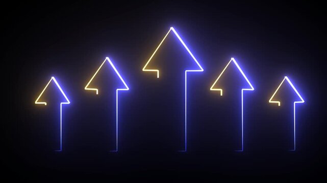 Neon line icon arrow isolated on transparent black background. abstract glowing dynamic neon arrow icon animation .sign icon arrow isolated on transparent background.
