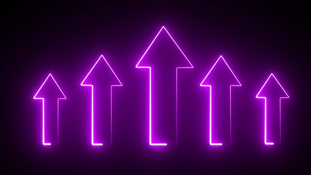 Neon line icon arrow isolated on transparent black background. abstract glowing dynamic neon arrow icon animation .sign icon arrow isolated on transparent background.
