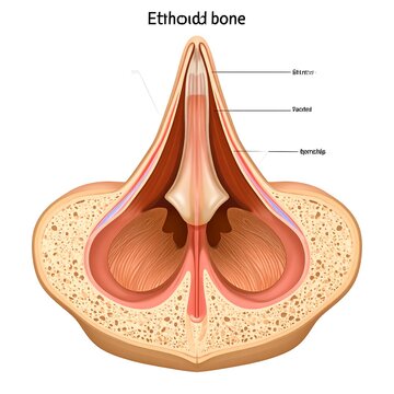 Anatomical Diagram of Ethmoid Bone Structure.