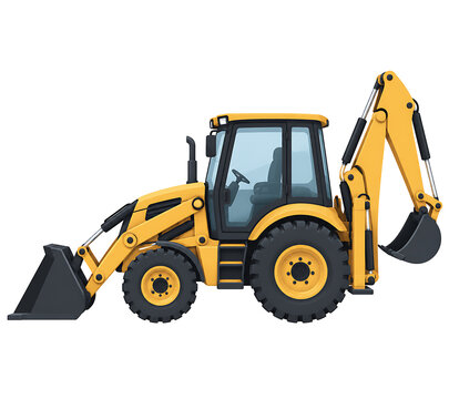 vector Backhoe excavator isolated on white